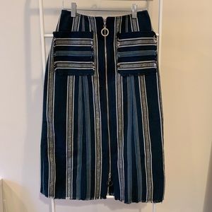 NEW Edun stripe zip front skirt